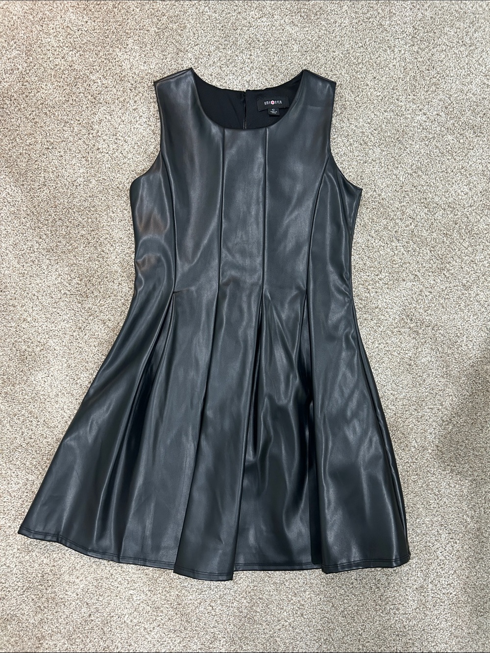 Express Black Sleeveless Faux Leather Skater Dress